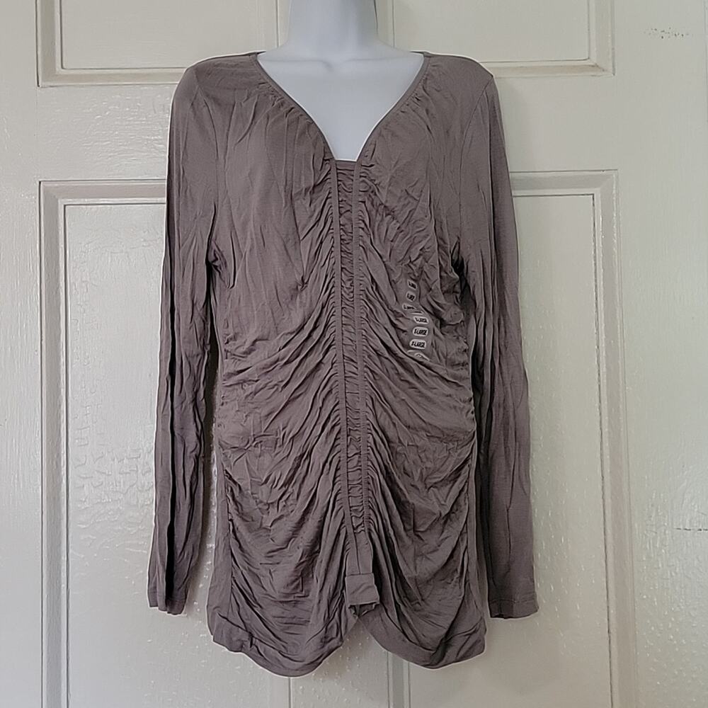 NWOT XL Grey Blouse with cinched waist